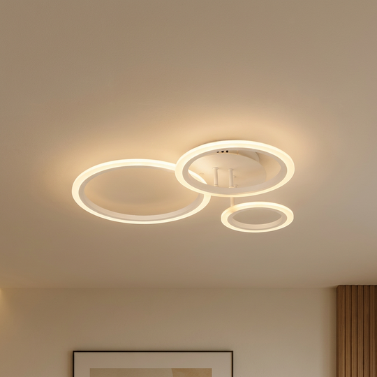 LED lustr s dálkovým ovládáním BETTY 40W, 3 kruhy, studené/teplé/neutrální světlo, stmívatelné, bílé, kovové a akrylové LED lustry s dálkovým ovládáním Výchozí název Alessandro Design