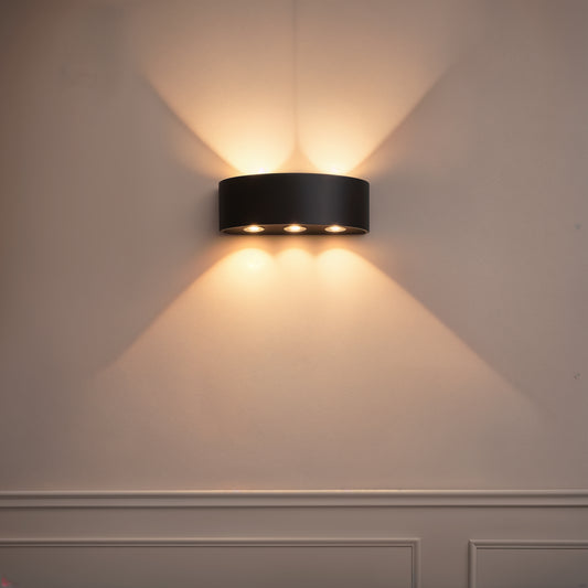Vnější nástěnné LED svítidlo Ellis, 6W, 6 světelných zdrojů, teplé světlo, černá