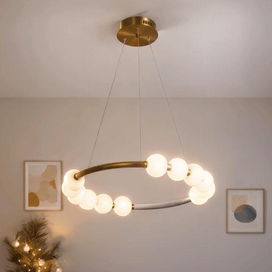 LED akrylové závěsné světlo Nova 57W s dálkovým ovládáním, stmívatelné, 3000K/4000K/6000K, zlato, kov a akryl