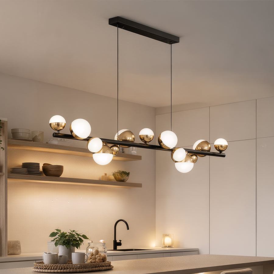 Aurion 29W akrylový LED závěsný lustr s dálkovým ovládáním, stmívatelný, černé zlato, kov a akryl