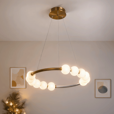 LED akrylové závěsné světlo Nova 57W s dálkovým ovládáním, stmívatelné, 3000K/4000K/6000K, zlato, kov a akryl
