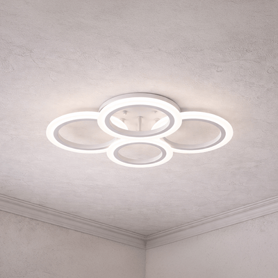 LED lustr s dálkovým ovládáním BETTY 43W, 4 kruhy, Studené/Teplé/Neutrální světlo, Stmívatelné, Bílá