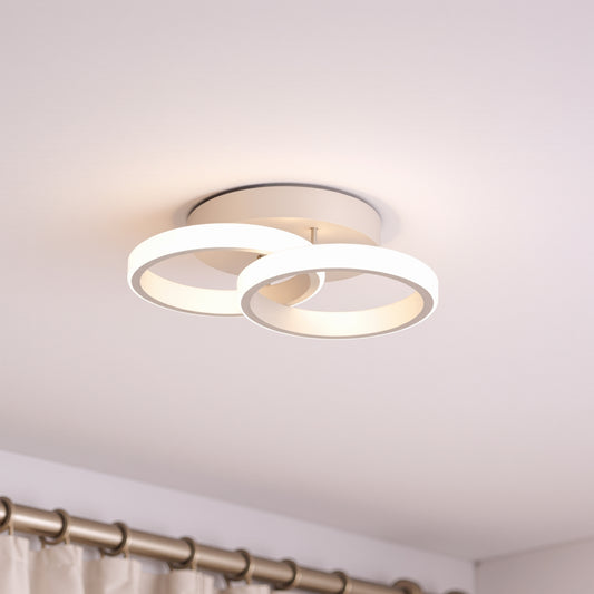 LED lustr VERTEX CIRCULA 21W, 2 kruhy, kovové rámy, studené/teplé/neutrální světlo, bílá
