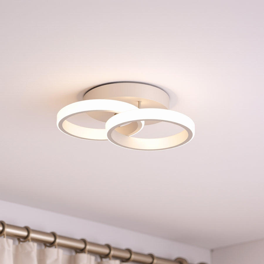 LED lustr VERTEX CIRCULA 21W, 2 kruhy, kovové rámy, studené/teplé/neutrální světlo, bílá