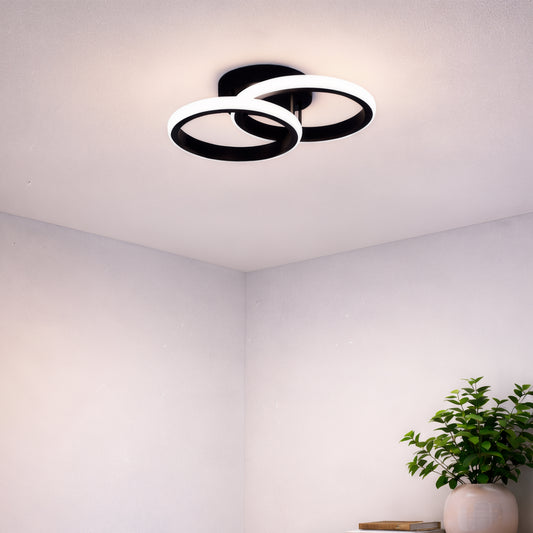 LED lustr VERTEX CIRCULA 21W, 2 kruhy, kovové rámy, studené/teplé/neutrální světlo 3000K/4000K/6000K, černá, kov