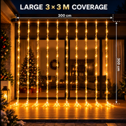 Vánoční instalace typu deště, teplé světlo, 300 x 300 cm, 320 LED