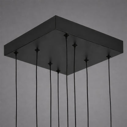 LED lustr s dálkovým ovládáním, Závěsný 96W, 4 prvky, Studené/Teplé/Neutrální světlo, Stmívatelné, Nastavitelná výška, Černá