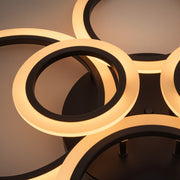 LED lustr s dálkovým ovládáním BETTY 82W, 6 kruhů, Studené/Teplé/Neutrální světlo, Stmívatelné, Černá