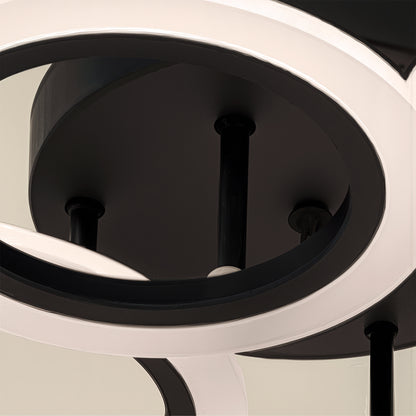 LED lustr s dálkovým ovládáním BETTY 44W, 4 kruhy, Studené/Teplé/Neutrální světlo, Stmívatelné, Černá