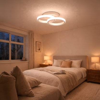 LED lustr VERTEX CIRCULA 21W, 2 kruhy, kovové rámy, studené/teplé/neutrální světlo, bílá