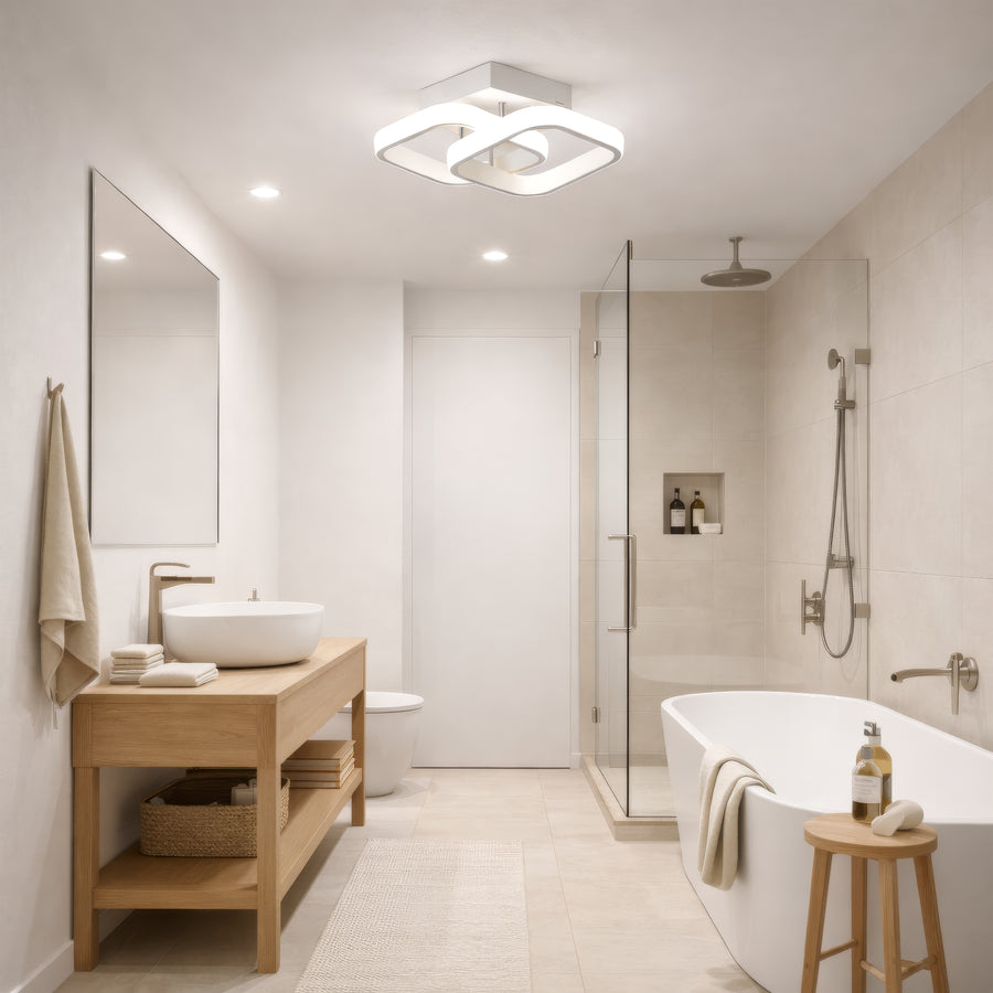 VERTEX Matrix LED lustr, překrývající se diamanty, kovové rámy, 11W, 2 diamanty, studené/teplé/neutrální světlo 3000K/4000K/6000K, bílá