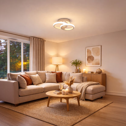 LED lustr VERTEX CIRCULA 21W, 2 kruhy, kovové rámy, studené/teplé/neutrální světlo, bílá