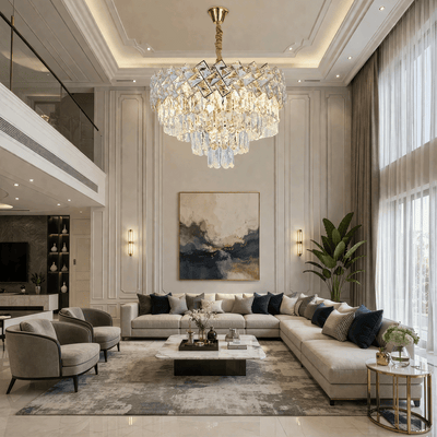 Křišťálový lustr WINDSOR Eleganza 8x E14, průměr 39 cm, lesklé zlato, nastavitelná výška, kov a křišťál