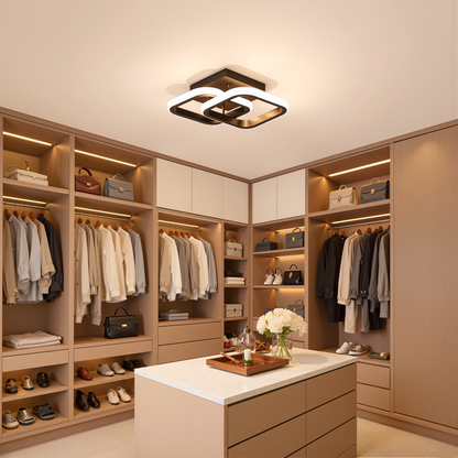 VERTEX Matrix LED lustr překrývající kosočtverce, kovové rámy, 24W, 2 kosočtverce, studené/teplé/neutrální světlo 3000K/4000K/6000K, černá, kov a silikon