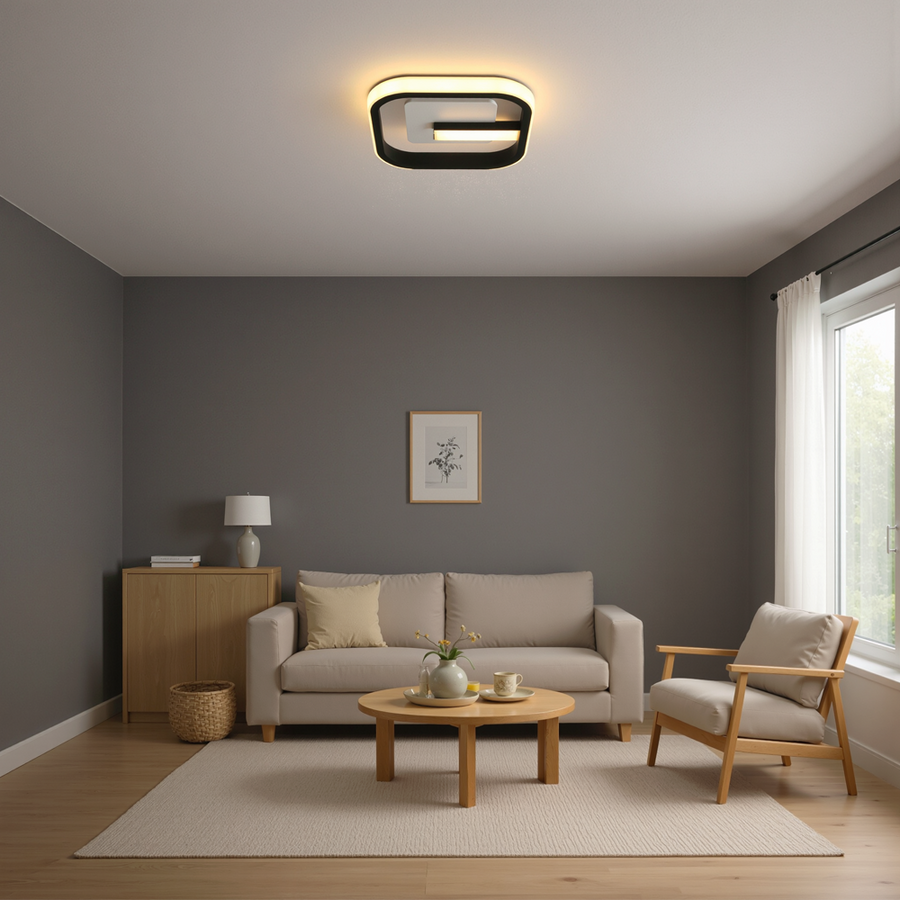 LED lustr VICTORIA 19W, čtvercový, studené/teplé/neutrální světlo, černá, bílá