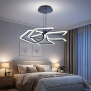 Závěsný LED lustr s dálkovým ovládáním 103W, 5 čtverců, studené/teplé/neutrální světlo, stmívatelný, černý