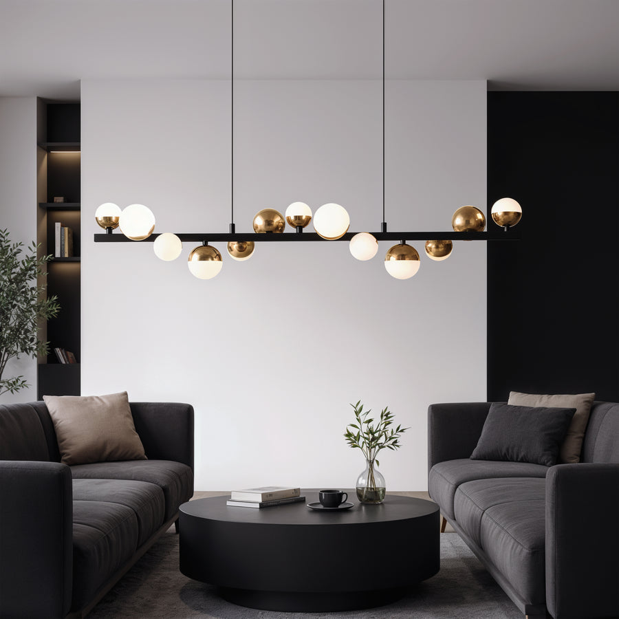 Aurion 29W akrylový LED závěsný lustr s dálkovým ovládáním, stmívatelný, černé zlato, kov a akryl