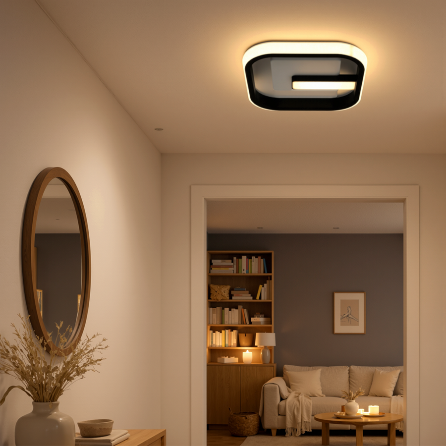 LED lustr VICTORIA 19W, čtvercový, studené/teplé/neutrální světlo, černá, bílá