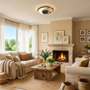 LED lustr s dálkovým ovládáním ALYONA 44W, Měsíc a hvězda, Studené/Teplé/Neutrální světlo, Stmívatelné, Černá