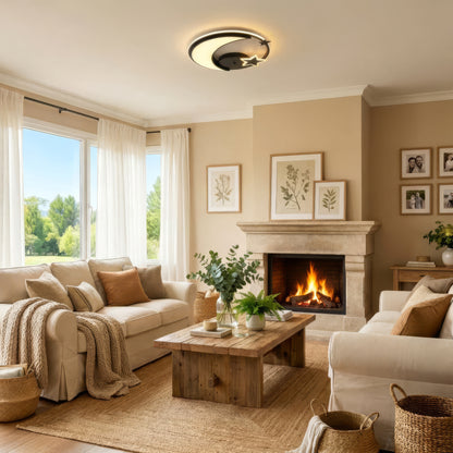 LED lustr s dálkovým ovládáním ALYONA 44W, Měsíc a hvězda, Studené/Teplé/Neutrální světlo, Stmívatelné, Černá