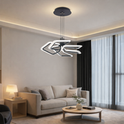 Závěsný LED lustr s dálkovým ovládáním 103W, 5 čtverců, studené/teplé/neutrální světlo, stmívatelný, černý