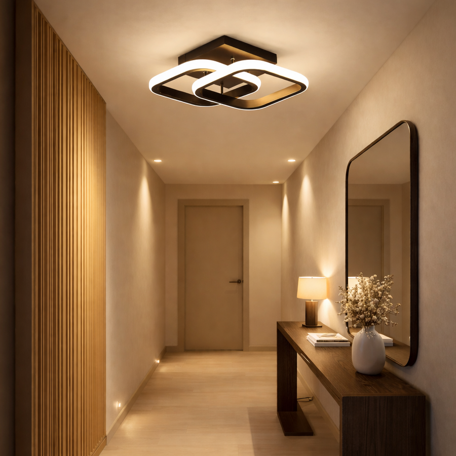 VERTEX Matrix LED lustr překrývající kosočtverce, kovové rámy, 24W, 2 kosočtverce, studené/teplé/neutrální světlo 3000K/4000K/6000K, černá, kov a silikon