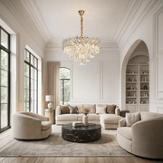 Křišťálový lustr WINDSOR Eleganza 8x E14, průměr 39 cm, lesklé zlato, nastavitelná výška, kov a křišťál