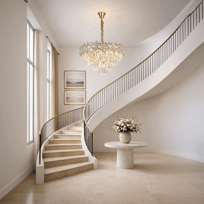 Křišťálový lustr WINDSOR Eleganza 8x E14, průměr 39 cm, lesklé zlato, nastavitelná výška, kov a křišťál