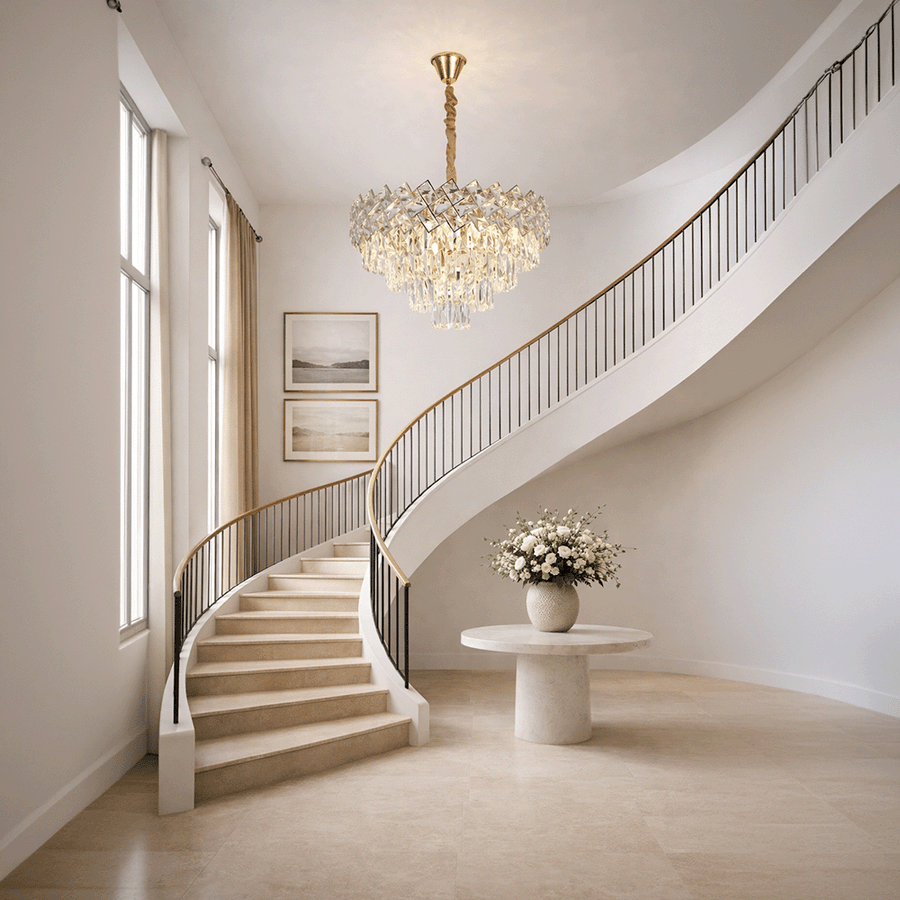 Křišťálový lustr WINDSOR Eleganza 8x E14, průměr 39 cm, lesklé zlato, nastavitelná výška, kov a křišťál