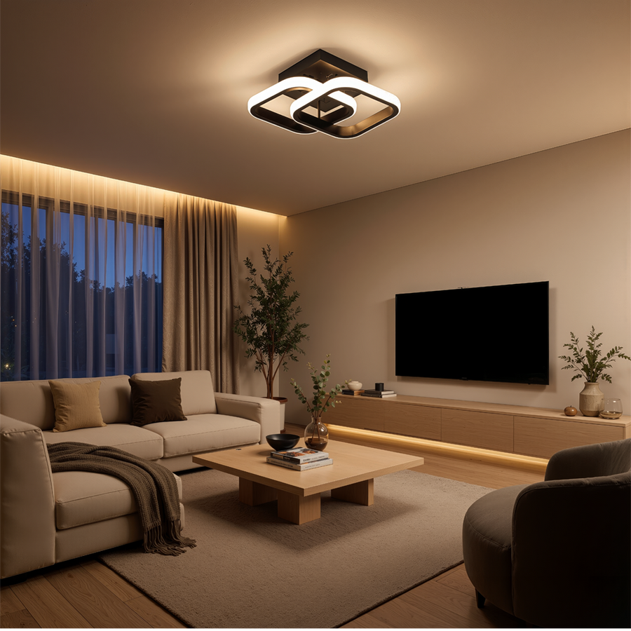 VERTEX Matrix LED lustr překrývající kosočtverce, kovové rámy, 24W, 2 kosočtverce, studené/teplé/neutrální světlo 3000K/4000K/6000K, černá, kov a silikon