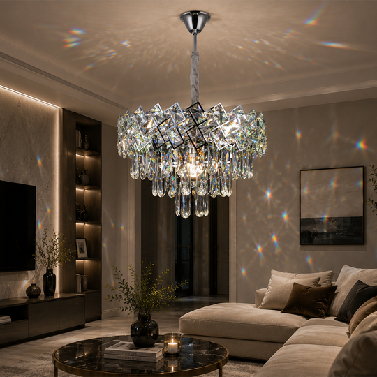 Křišťálový lustr WINDSOR Nobile 5xE14, průměr 39 cm, lesklý chrom, nastavitelná výška Křišťálové lustry Výchozí název Alessandro Design