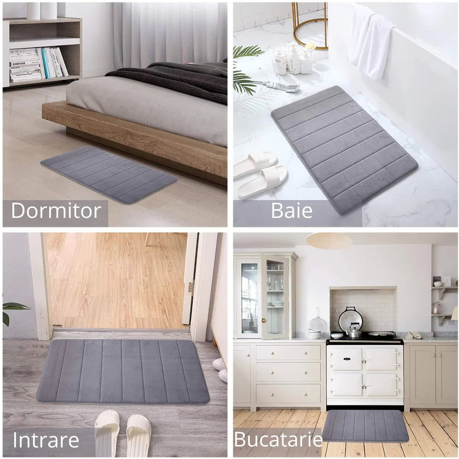 Sada 3 koupelnových předložek, 50x40 cm, modrá, protiskluzová