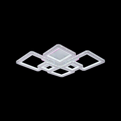 LED lustr s dálkovým ovládáním a krystalem QUADRIS RGB 170W, 6 čtverců, studené/teplé/neutrální světlo, stmívatelný, bílý