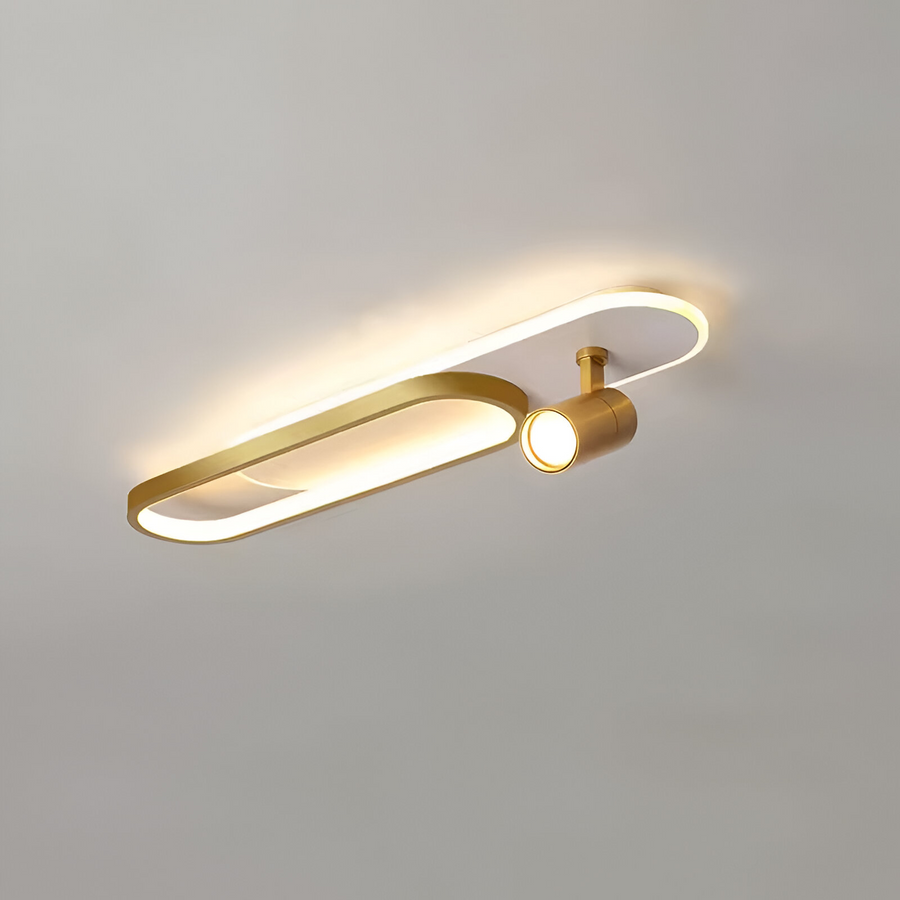 LED lustr s nastavitelným projektorem FISSO Camilla, 48W, studené/teplé/neutrální světlo 3000K/4000K/6000K, lesklé zlato, kov a akryl