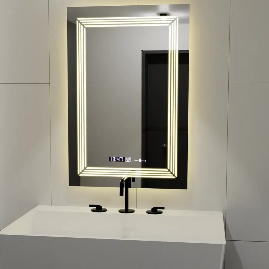 Zrcadlové LED obdélníkový 60x80cm Venezia Sensor Motionglow Marcellable Dimable Clock Dezoring System