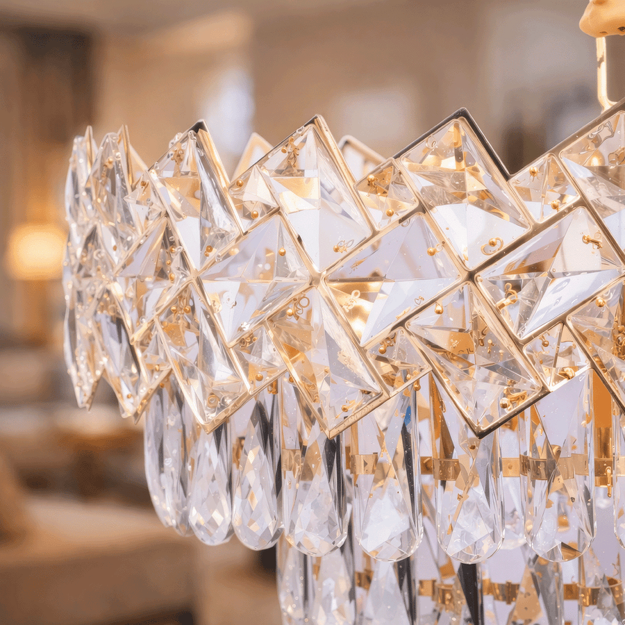 Křišťálový lustr WINDSOR Eleganza 8x E14, průměr 39 cm, lesklé zlato, nastavitelná výška, kov a křišťál