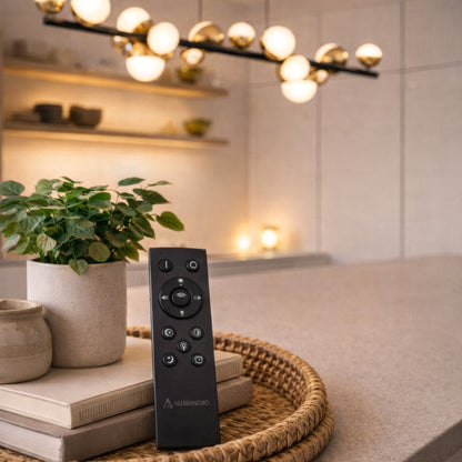 Aurion 29W akrylový LED závěsný lustr s dálkovým ovládáním, stmívatelný, černé zlato, kov a akryl