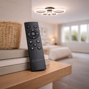 LED lustr s dálkovým ovládáním BETTY 82W, 6 kruhů, Studené/Teplé/Neutrální světlo, Stmívatelné, Černá