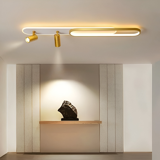 LED LED LED FILBERTO, 69 W, studené/teplé světlo/neutrální nastavitelný akrylový projektor a bílý a zlatý kov