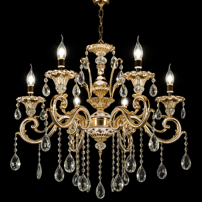 Crystal Chandier Luciano, 6*E14, Gold, Metal and Crystal