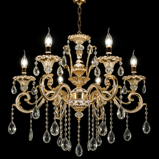 Crystal Chandier Luciano, 6*E14, Gold, Metal and Crystal