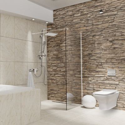 Paravan duș Walk-In 90x195 cm, sticlă securizată 8 mm, transparentă, profil metalic rezistent