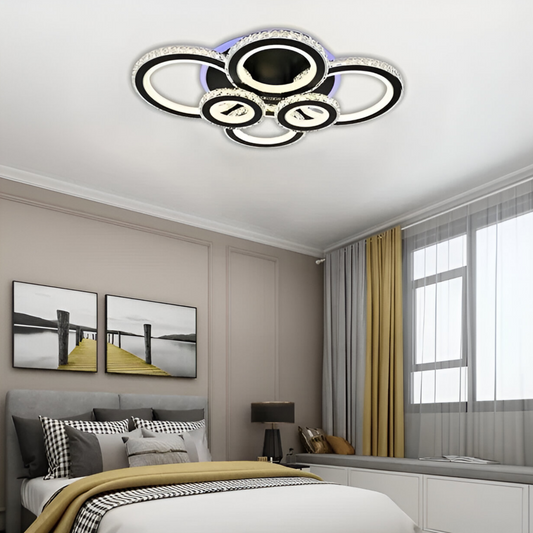 Lulus vedl Nova Rondoda s krystaly, 6 světelných zdrojů, RGB, s dálkovým ovládáním, 154W, Black & nerezový