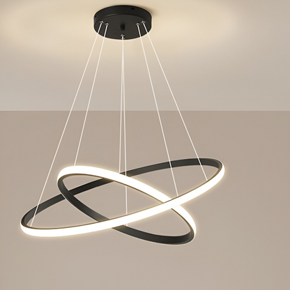 LED lustr s dálkovým ovládáním Ricci, 25W, 2 kruhy, chladné/horké/neutrální světlo, nestabilní, černé