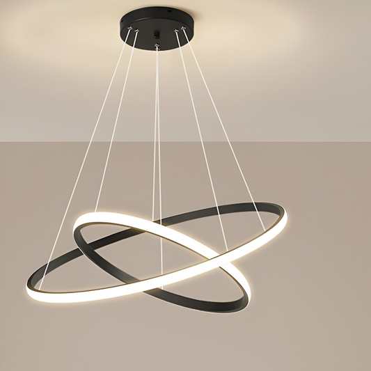 LED lustr s dálkovým ovládáním Ricci, 25W, 2 kruhy, chladné/horké/neutrální světlo, nestabilní, černé