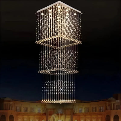 LED křišťálový lustr 80W PALATINA Gold, Průměr 50cm, Výška 200cm, Model žebříku