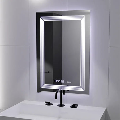 Zrcadlové LED obdélníkový 60x80cm Venezia Sensor Motionglow Marcellable Dimable Clock Dezoring System