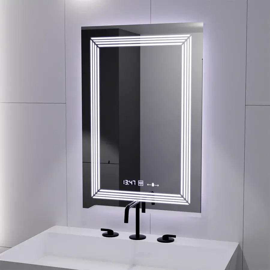 Zrcadlové LED obdélníkový 60x80cm Venezia Sensor Motionglow Marcellable Dimable Clock Dezoring System