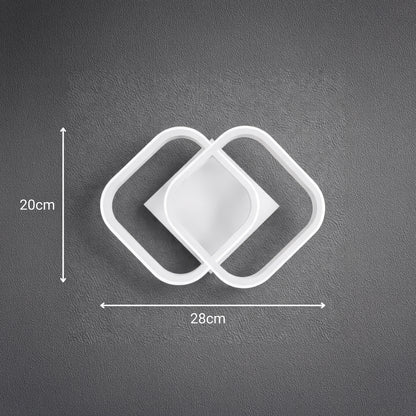 VERTEX Matrix LED lustr, překrývající se diamanty, kovové rámy, 11W, 2 diamanty, studené/teplé/neutrální světlo 3000K/4000K/6000K, bílá