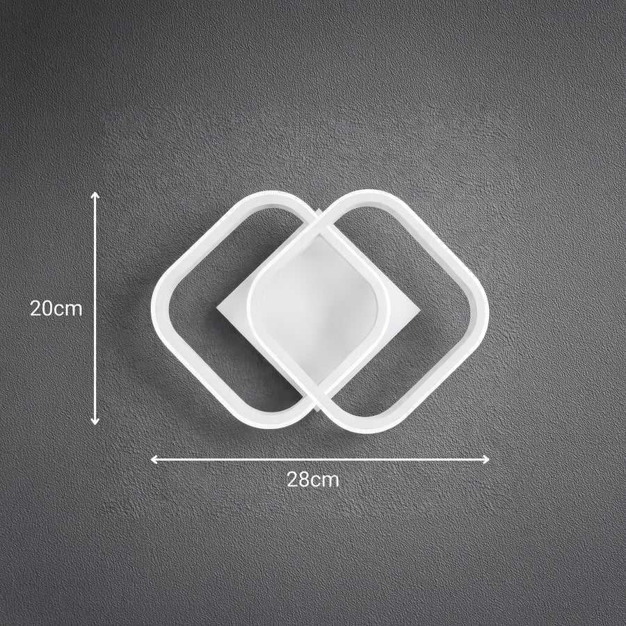 VERTEX Matrix LED lustr, překrývající se diamanty, kovové rámy, 11W, 2 diamanty, studené/teplé/neutrální světlo 3000K/4000K/6000K, bílá